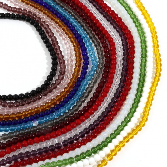 Изображение Стеклянные Бисер для изготовления ювелирных украшений "Сделай сам, Круглые Разноцветный Прозрачный 6мм диаметр, 5 Ниток
