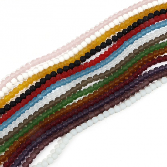 Immagine di Vetro Perline per la Creazione di Gioielli con Ciondoli Fai-da-te Tondo Multicolore Smerigliato Circa 6mm Dia, 2 Fili