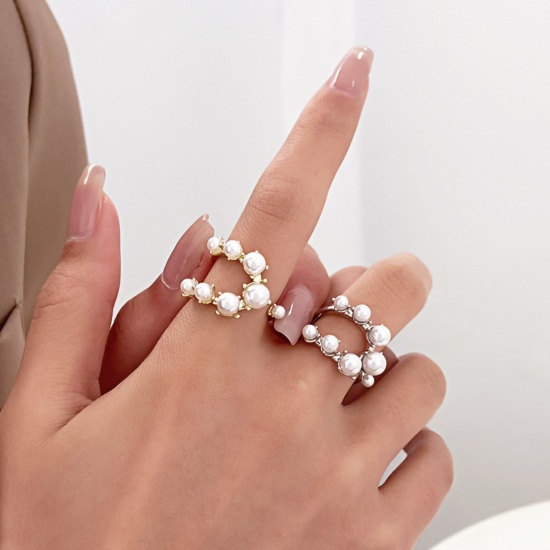 Picture of Acrylic Ins Style Open Rings Multicolor Imitation Pearl