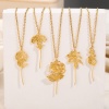 Imagen de 304 Acero Inoxidable Flor del Mes de Nacimiento Collares Chapado en Oro Hueco 38cm longitud, 1 Unidad