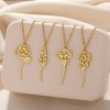 Imagen de 304 Acero Inoxidable Flor del Mes de Nacimiento Collares Chapado en Oro Hueco 38cm longitud, 1 Unidad