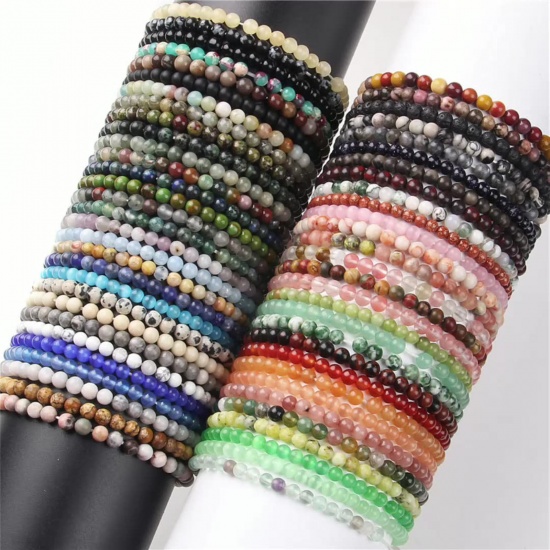 Picture of Natural Dyed Gemstone Elastic Dainty Bracelets Delicate Bracelets Beaded Bracelet Round