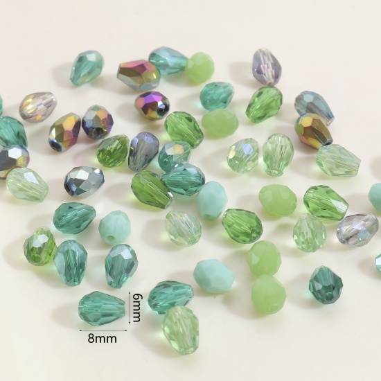 Bild von Glas Perlen für die Herstellung von DIY-Charme-Schmuck Tropfen Bunt Facettiert ca. 8mm x 6mm, 1 Packung