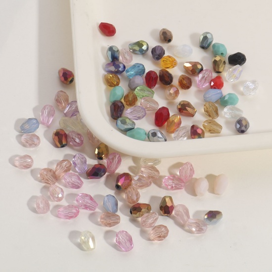 Bild von Glas Perlen für die Herstellung von DIY-Charme-Schmuck Tropfen Bunt Facettiert ca. 8mm x 6mm, 1 Packung