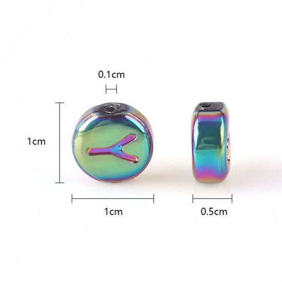 Picture of Glass Beads For DIY Jewelry Making Flat Round At Random Mixed Color Number About 10mm Dia