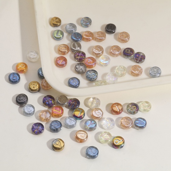 Picture of Glass Beads For DIY Jewelry Making Flat Round At Random Mixed Color Number About 10mm Dia