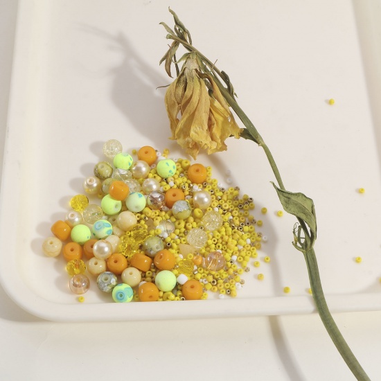 Immagine di Vetro Perline per la Creazione di Gioielli con Ciondoli Fai-da-te Tondo Colore Misto Crepa Pittura 1 Serie