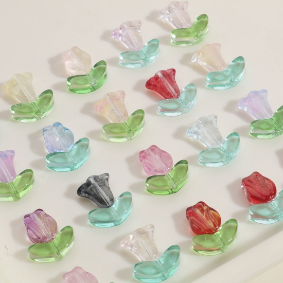 Picture of Glass Beads For DIY Charm Jewelry Making Rose Flower Multicolor Lily Of The Valley Flower