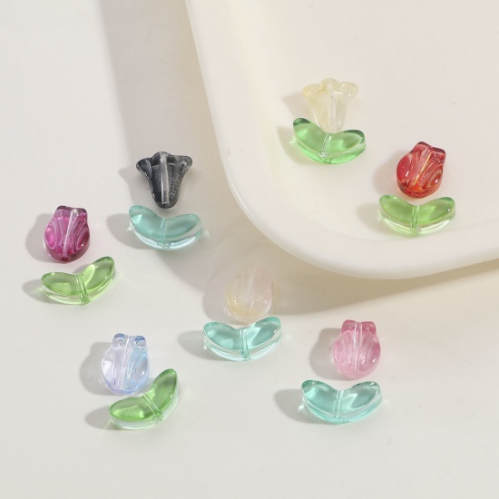 Picture of Glass Beads For DIY Charm Jewelry Making Rose Flower Multicolor Lily Of The Valley Flower