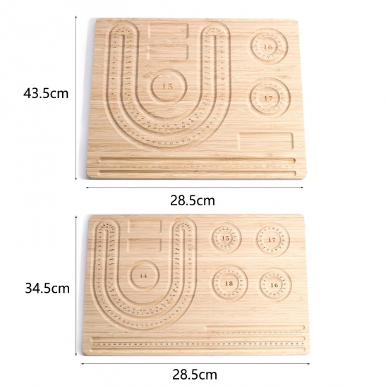 Picture of Bamboo Beading Tray For DIY Bracelet Bead Design Stringing Accessories Craft Board Rectangle Light Brown