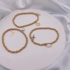 Bild von Umweltfreundlich Elegant Einfach 18K Gold plattiert 304 Edelstahl & Naturperle Halbmond Schmetterling Elastisch Charm-Armbänder Für Frauen Jubiläum 1 Strang