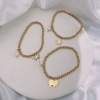 Bild von Umweltfreundlich Elegant Einfach 18K Gold plattiert 304 Edelstahl & Naturperle Halbmond Schmetterling Elastisch Charm-Armbänder Für Frauen Jubiläum 1 Strang
