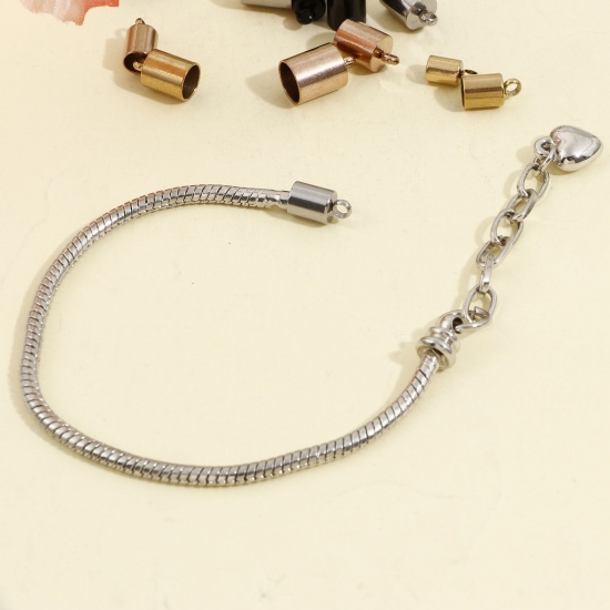 Picture of 304 Stainless Steel Cord End Caps For Necklace Bracelet Jewelry Making Cylinder Multicolor