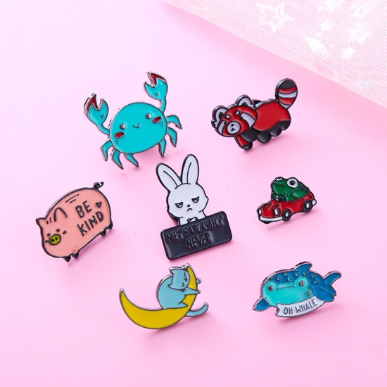 Picture of Cute Pin Brooches Dinosaur Animal Frog Multicolor Enamel