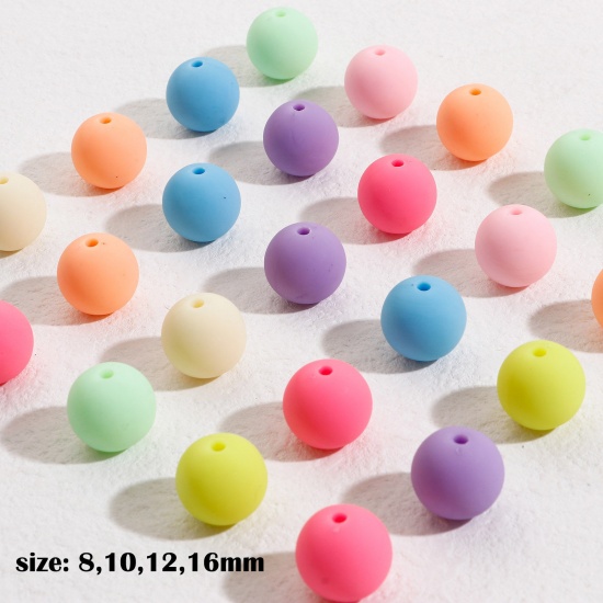 Picture of Acrylic Beads For DIY Charm Jewelry Making At Random Mixed Color Round Rubberized