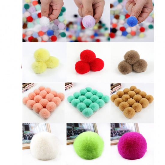 Picture of Polyester DIY Handmade Craft Materials Accessories Multicolor Pom Pom Ball Imitation Rabbit Fur