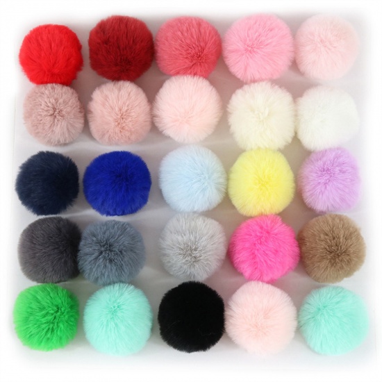 Picture of Polyester DIY Handmade Craft Materials Accessories Multicolor Pom Pom Ball Imitation Rabbit Fur