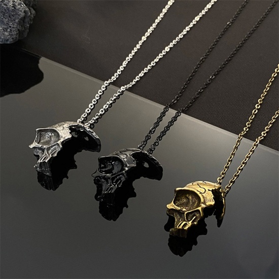 Picture of Gothic Pendant Necklace Multicolor Halloween Skeleton Skull