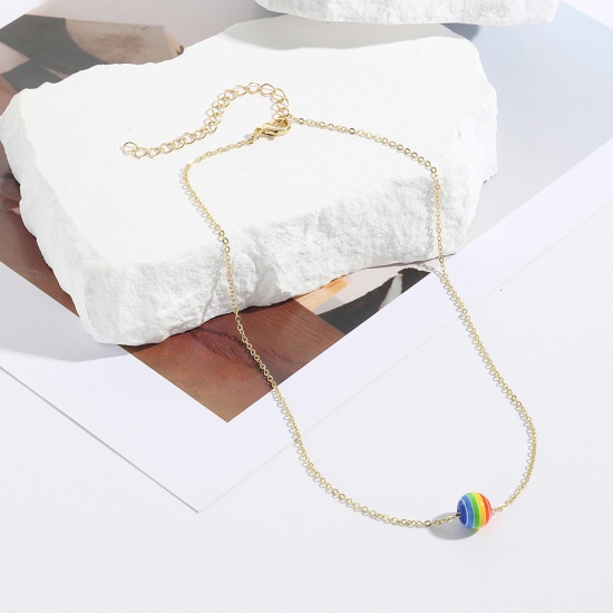 Picture of Stylish Pendant Necklace Gold Plated Rainbow