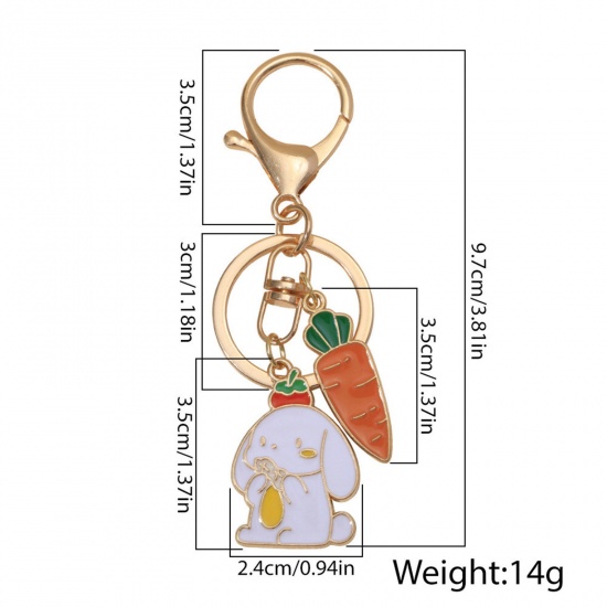 Immagine di Cute Keychain & Keyring Gold Plated Carrot Rabbit Enamel