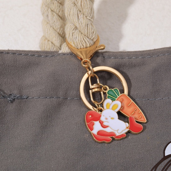 Immagine di Cute Keychain & Keyring Gold Plated Carrot Rabbit Enamel