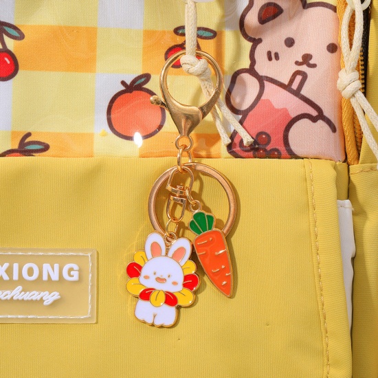 Immagine di Cute Keychain & Keyring Gold Plated Carrot Rabbit Enamel