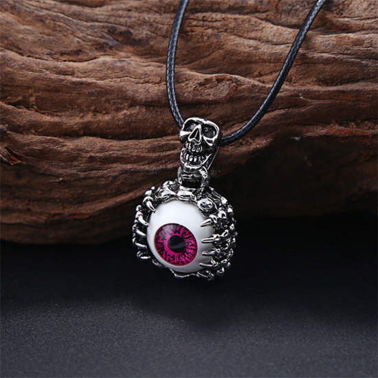 Picture of Halloween Pendant Necklace Antique Silver Color Multicolor Paw Claw Evil Eye