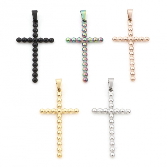 Immagine di 304 Acciaio Inossidabile Charms Croce 5.5cm x 2.5cm, 1 Pz