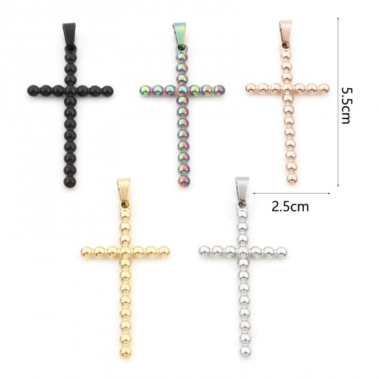 Immagine di 304 Acciaio Inossidabile Charms Croce 5.5cm x 2.5cm, 1 Pz