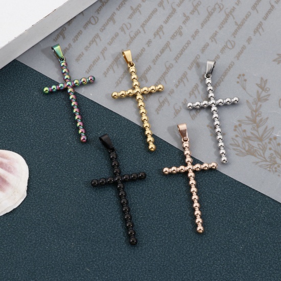 Immagine di 304 Acciaio Inossidabile Charms Croce 5.5cm x 2.5cm, 1 Pz