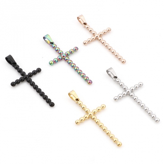 Immagine di 304 Acciaio Inossidabile Charms Croce 5.5cm x 2.5cm, 1 Pz