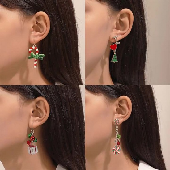 Image de Boucles d'Oreilles Élégant Doré Canne de Noël Cloche 1 Paire