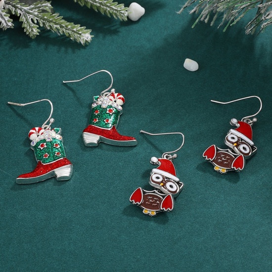 Image de Boucles d'Oreilles Élégant Doré Canne de Noël Cloche 1 Paire