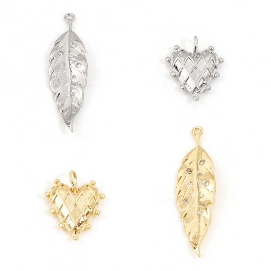 Picture of Brass Pendants Real Gold Plated Leaf Heart