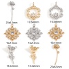 Picture of Brass Charms Real Gold Plated Flower Clear Cubic Zirconia