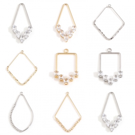 Ottone Serie Geometry Ciondoli Vero Oro Placcato Trasparente Cubic Zirconiae 2 Pz