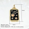 真鍮 タロット ペンダント 金メッキ 多色 エナメル 3.1cm x 1.4cm、 1 個 の画像