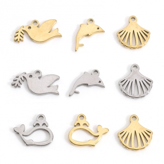 Immagine di 201 Acciaio Inossidabile Charms Piccone Conchiglia Filigrana 5 Pz