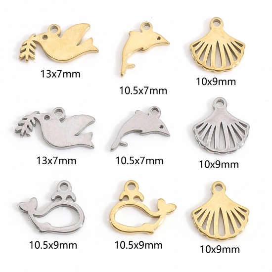 Immagine di 201 Acciaio Inossidabile Charms Piccone Conchiglia Filigrana 5 Pz