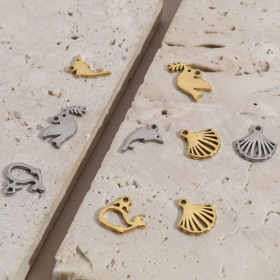 Immagine di 201 Acciaio Inossidabile Charms Piccone Conchiglia Filigrana 5 Pz