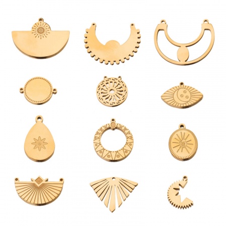 304 Edelstahl Böhmischer Stil Steckverbinder Charms Anhänger 2 Stück