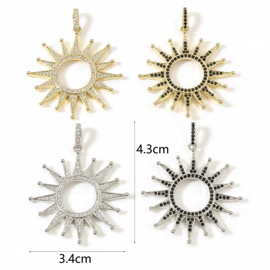 Image de Pendentifs Galaxie en Laiton Soleil Plaqué Or Véritable Micro Pave 4.3cm x 3.4cm, 1 Pièce