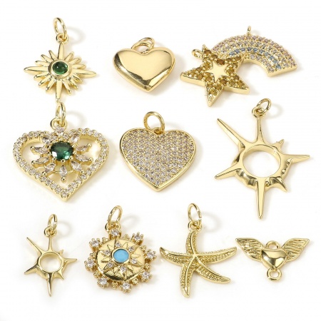 Brass Charms 18K Real Gold Plated