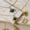 Bild von Messing Galaxis Charms 18K Echtgold plattiert Planet Klar Zirkonia 1 Stück