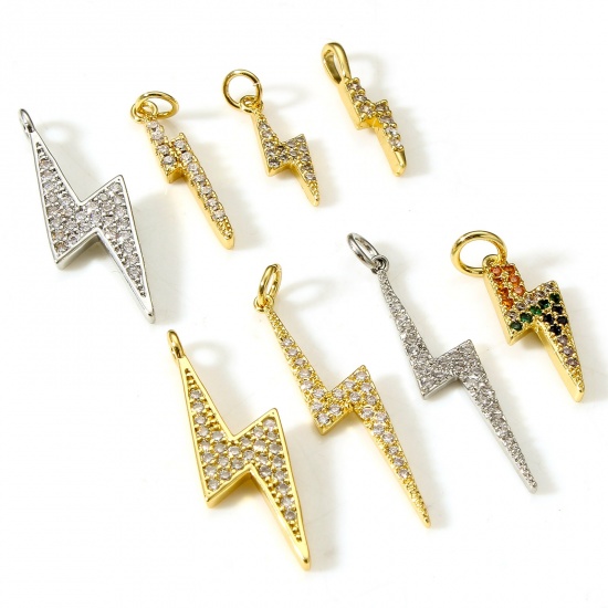 Picture of Brass Weather Collection Charms 18K Real Gold Plated Lightning Micro Pave