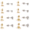 Picture of 304 Stainless Steel Ear Post Stud Earring With Loop Connector Accessories Round With Stoppers