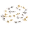 Picture of 304 Stainless Steel Ear Post Stud Earring With Loop Connector Accessories Round With Stoppers