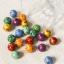Image de Perles pour DIY Fabrication de Bijoux de Breloquee en Résine Rond Multicolore Laqué 14mm Dia, Taille de Trou: 2mm, 5 Pcs