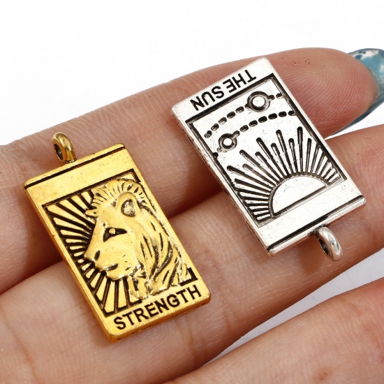 Picture of Zinc Based Alloy Tarot Charms Rectangle Double Sided 26mm x 13mm
