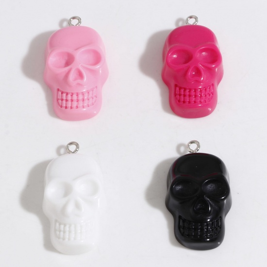 Picture of Resin Halloween Pendants Skull Multicolor 3.4cm x 1.9cm